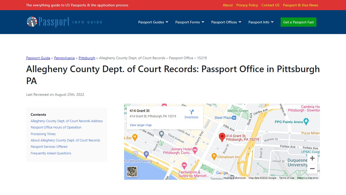 Allegheny County Dept. of Court Records: Passport Office in Pittsburgh PA