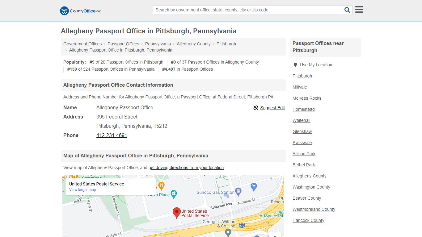 Allegheny Passport Office - Pittsburgh, PA (Address and Phone)