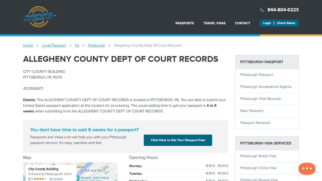 ALLEGHENY COUNTY DEPT OF COURT RECORDS Passport Office Information for ...