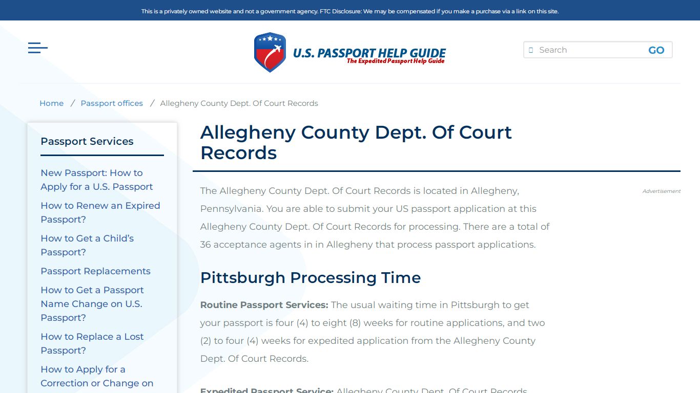 Allegheny County Dept. Of Court Records - U.S. Passport Help Guide